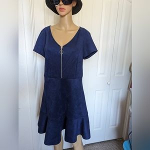 Rosie Harlow Womens Juniors Zip Front Fit And Flare Dress L Blue.